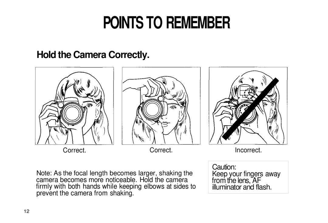 Olympus iS-3 DLX manual Points to Remember, Hold the Camera Correctly 