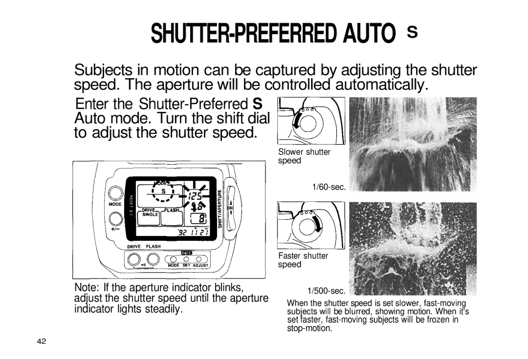 Olympus iS-3 DLX manual Slower shutter speed 60-sec, 500-sec 