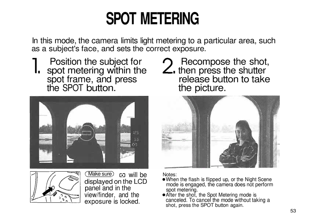 Olympus iS-3 DLX manual Spot Metering, Picture 