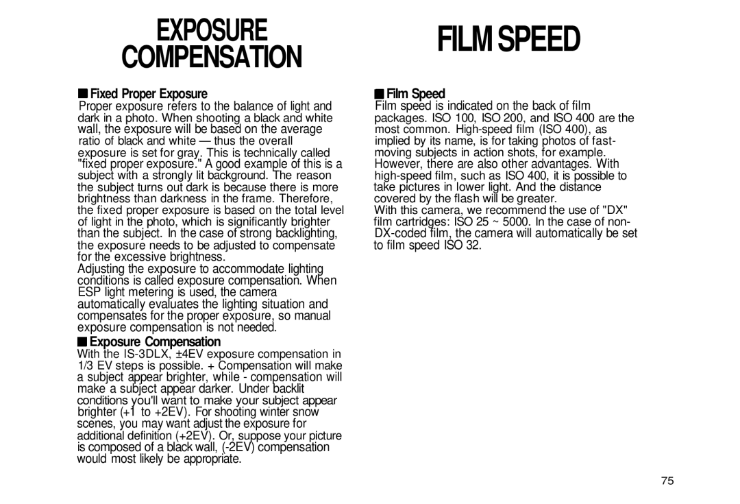 Olympus iS-3 DLX manual Proper exposure refers to the balance of light, Wall, the exposure will be based on the average 