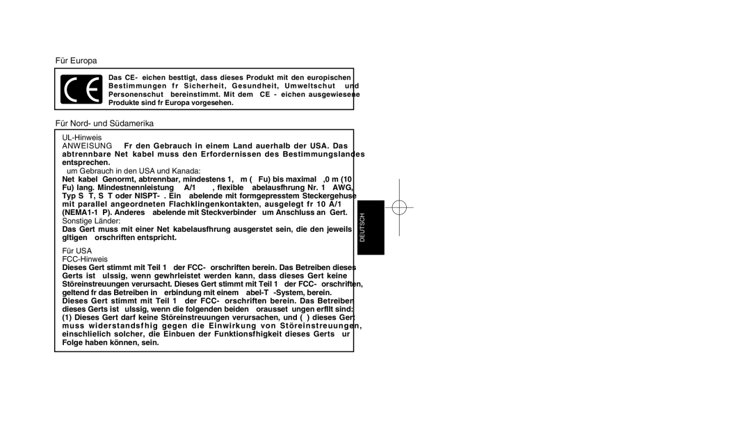 Olympus LI 10C Für Europa, Für Nord- und Südamerika UL-Hinweis, Zum Gebrauch in den USA und Kanada, Sonstige Länder 
