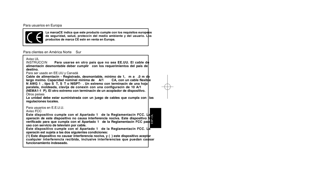 Olympus LI 10C Para usuarios en Europa, Para clientes en América Norte Y Sur Aviso UL, Para ser usado en EE.UU y Canadá 