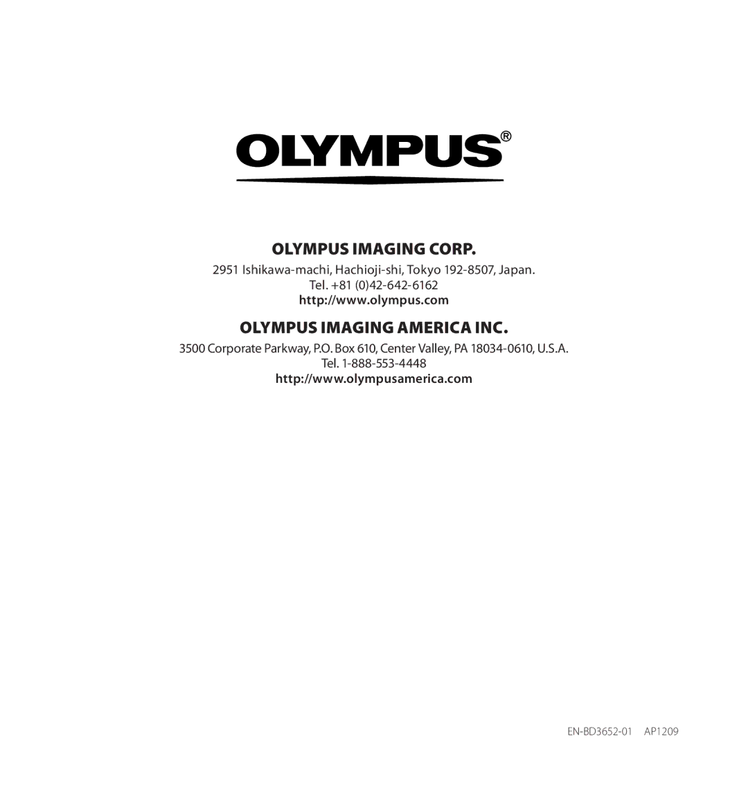 Olympus LS-14, LS-12 manual Olympus Imaging Corp 