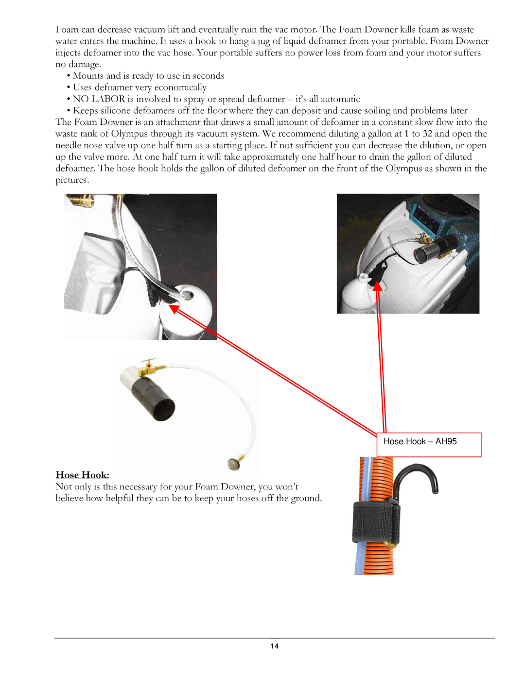 Olympus M1200 manual Hose Hook 