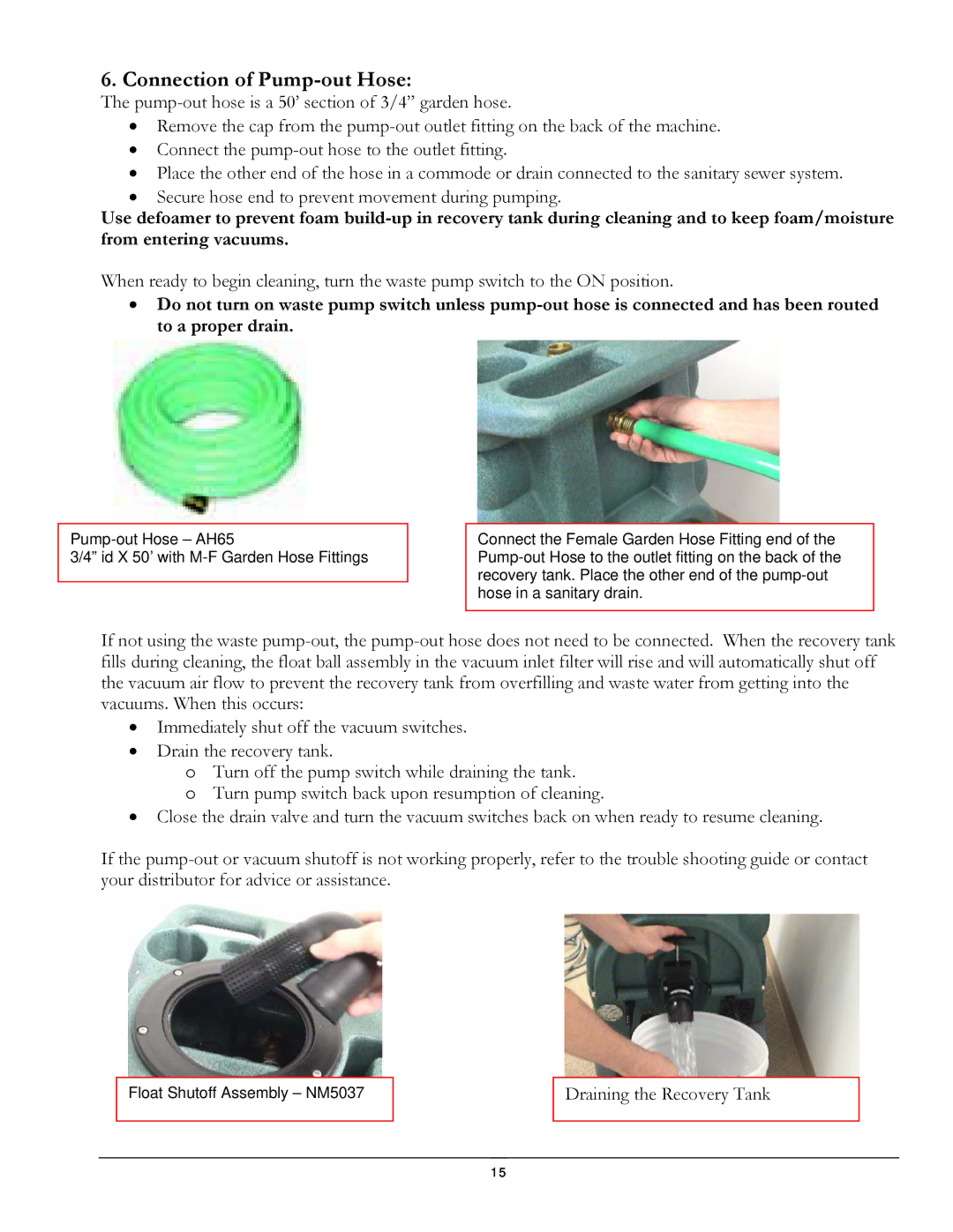 Olympus M1200 manual Connection of Pump-out Hose 