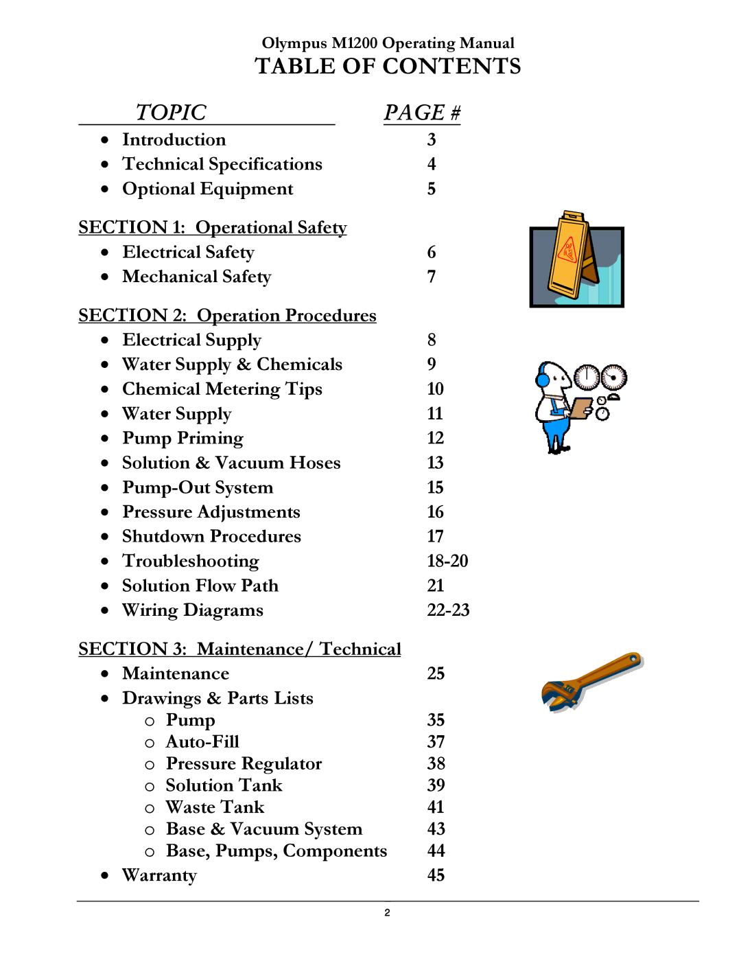 Olympus M1200 manual Table of Contents 