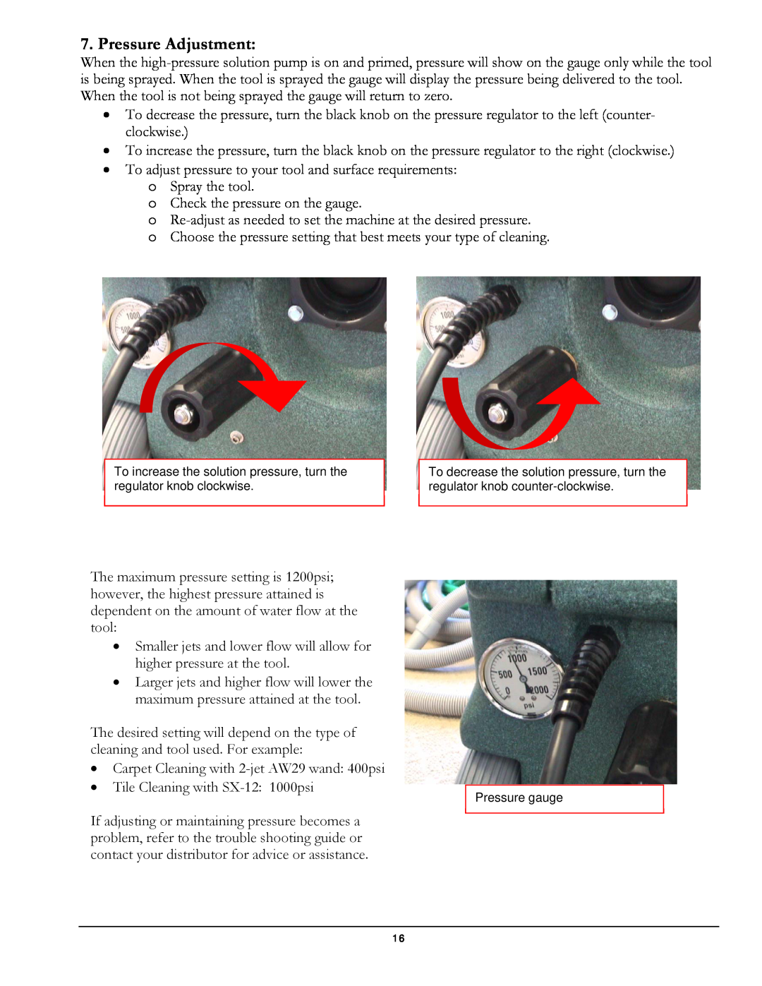 Olympus M1200 manual Pressure Adjustment 