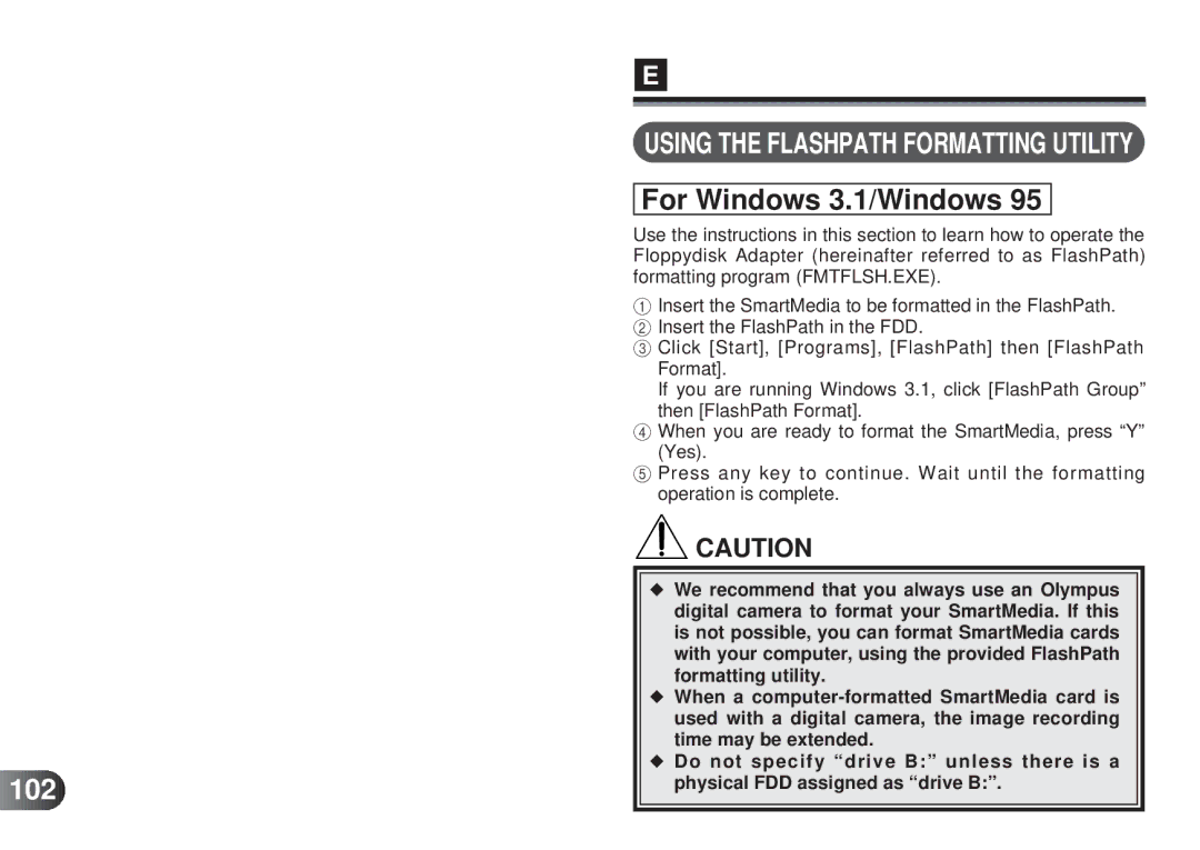 Olympus MAFP-1E manual For Windows 3.1/Windows, 102 