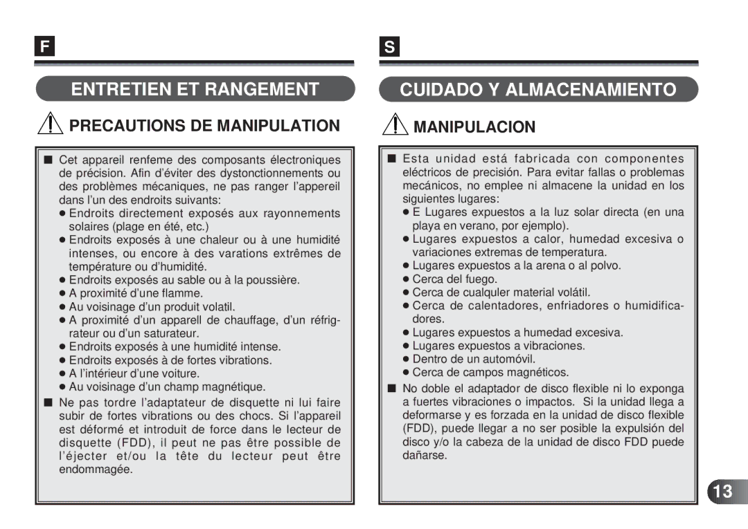 Olympus MAFP-1E manual Entretien ET Rangement, Cuidado Y Almacenamiento 