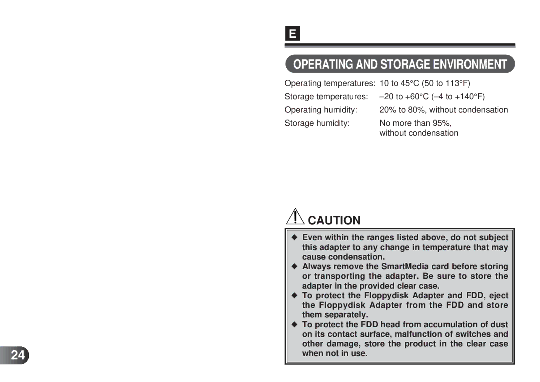 Olympus MAFP-1E manual Operating and Storage Environment 