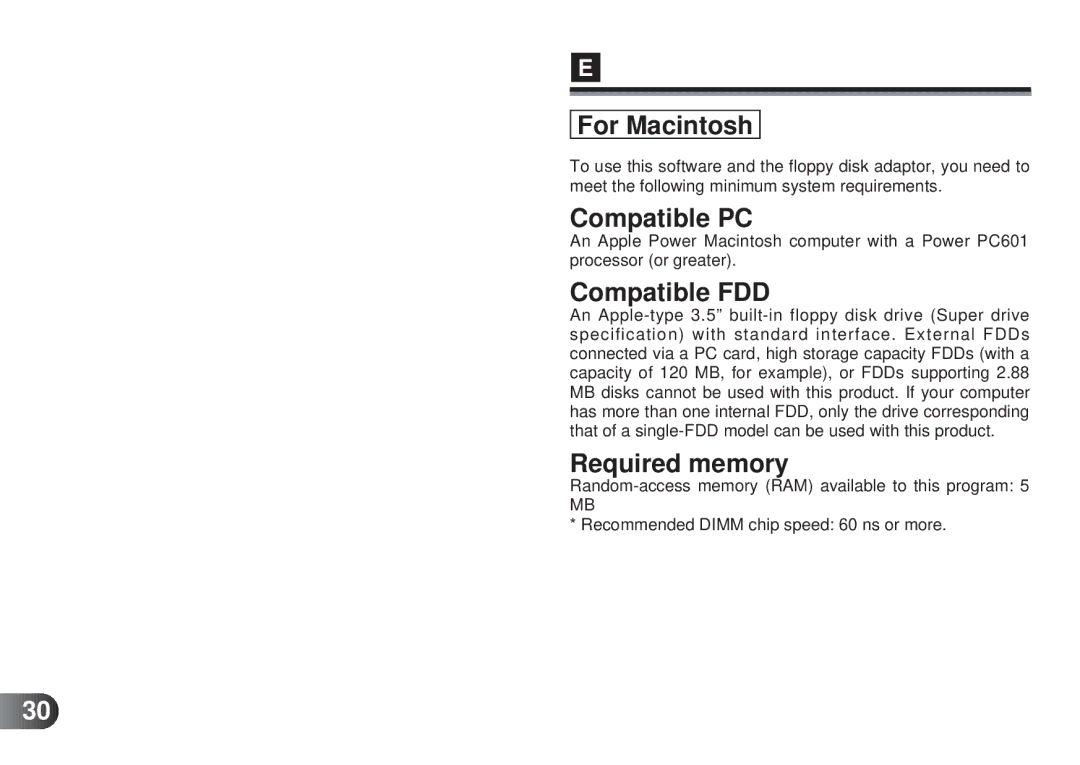 Olympus MAFP-1E manual For Macintosh, Required memory 