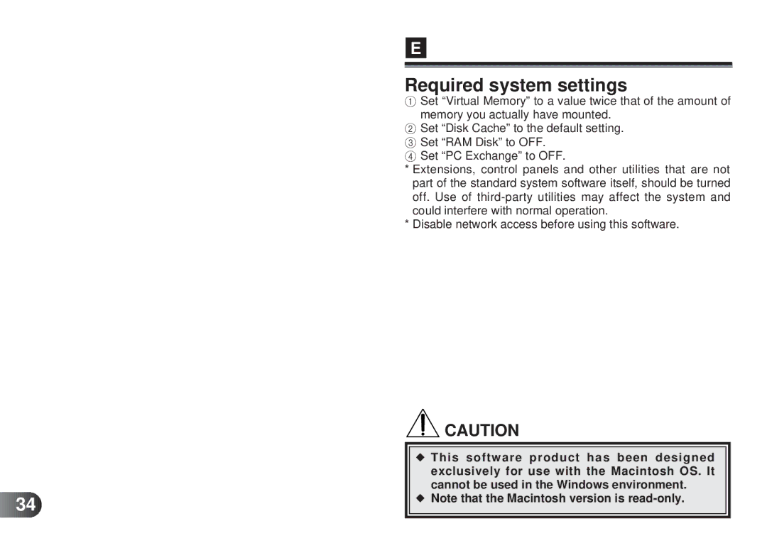 Olympus MAFP-1E manual Required system settings 