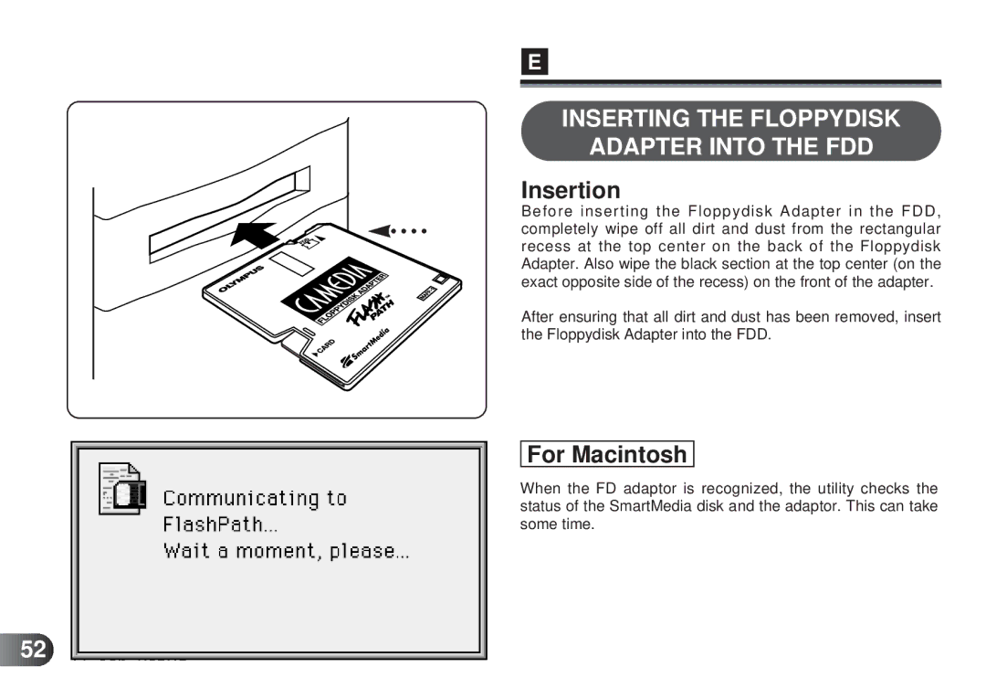 Olympus MAFP-1E manual Inserting the Floppydisk Adapter Into the FDD, Insertion 