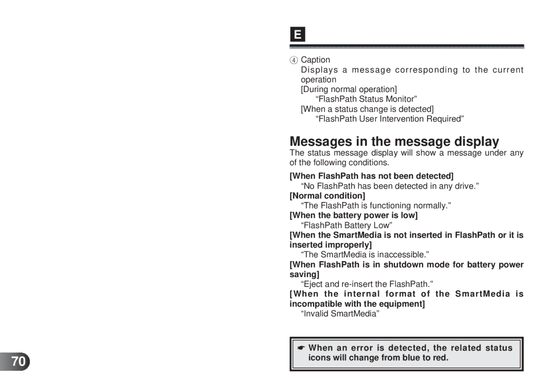 Olympus MAFP-1E manual Messages in the message display 