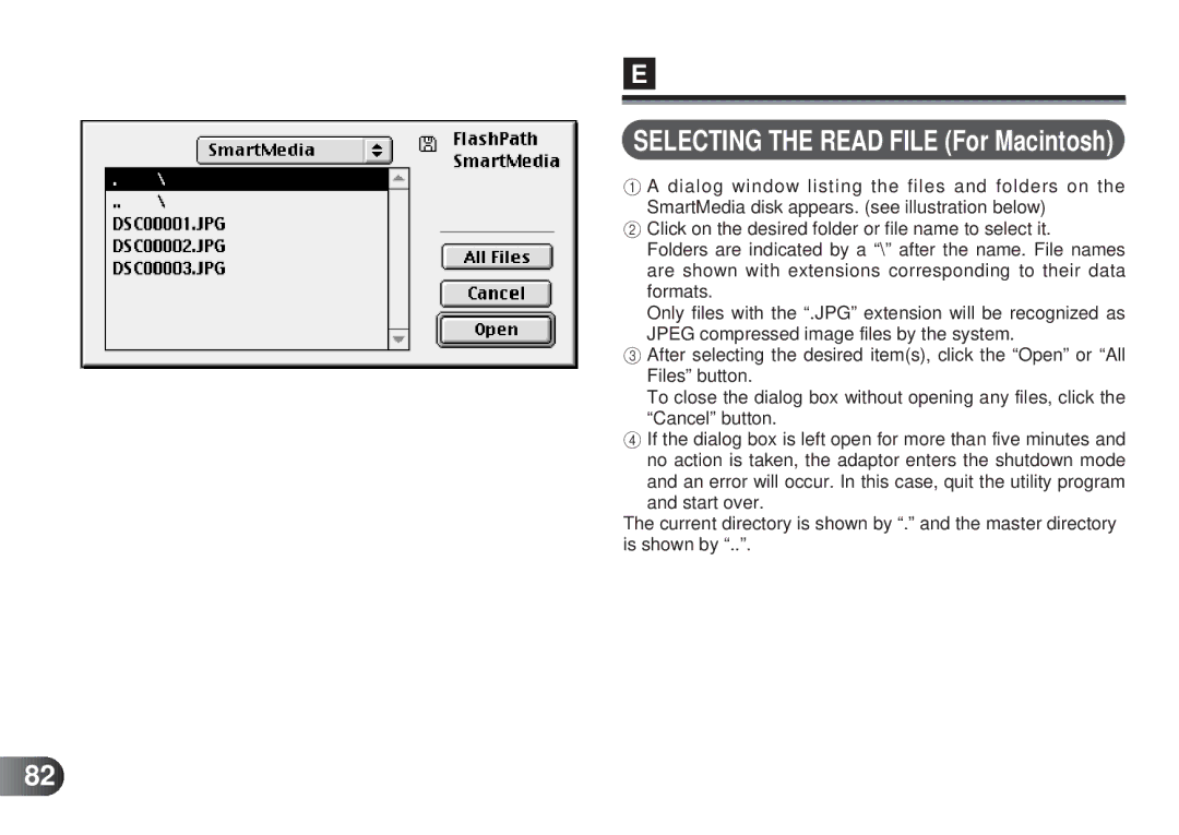 Olympus MAFP-1E manual Selecting the Read File For Macintosh 
