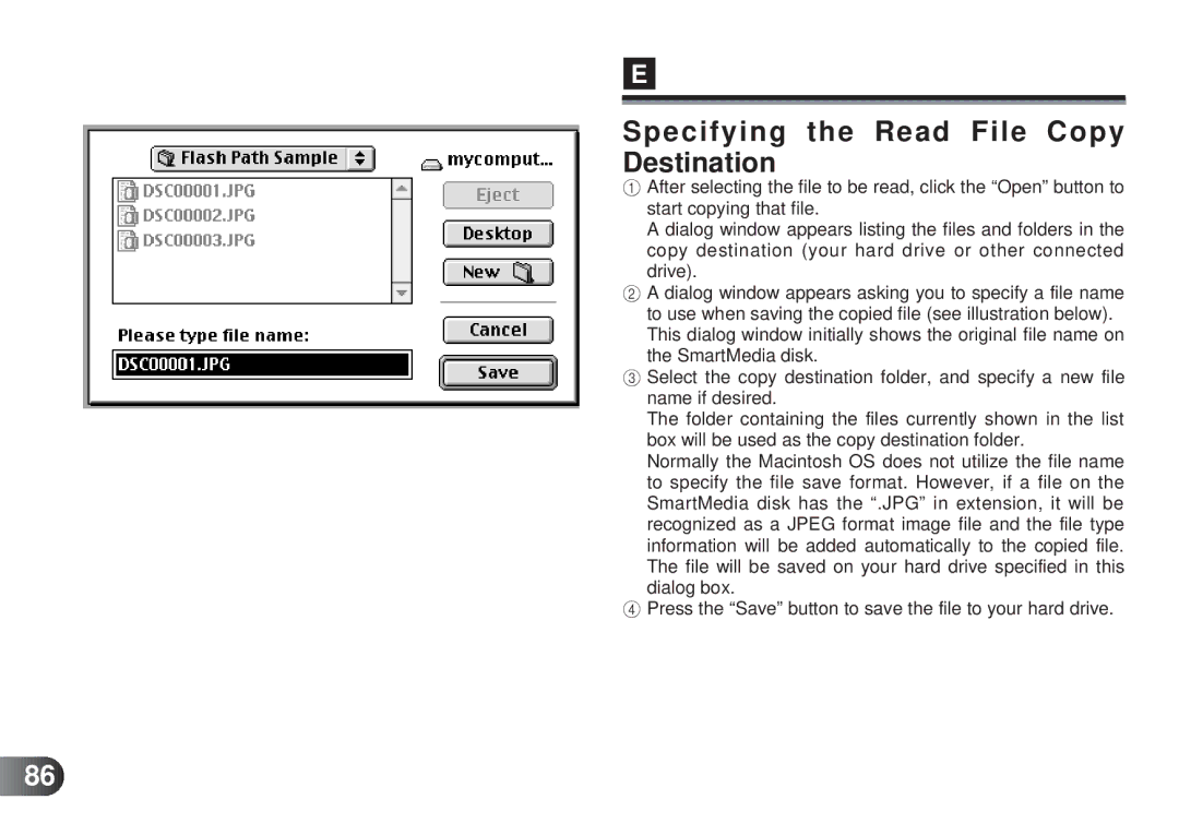 Olympus MAFP-1E manual Specifying the Read File Copy Destination 