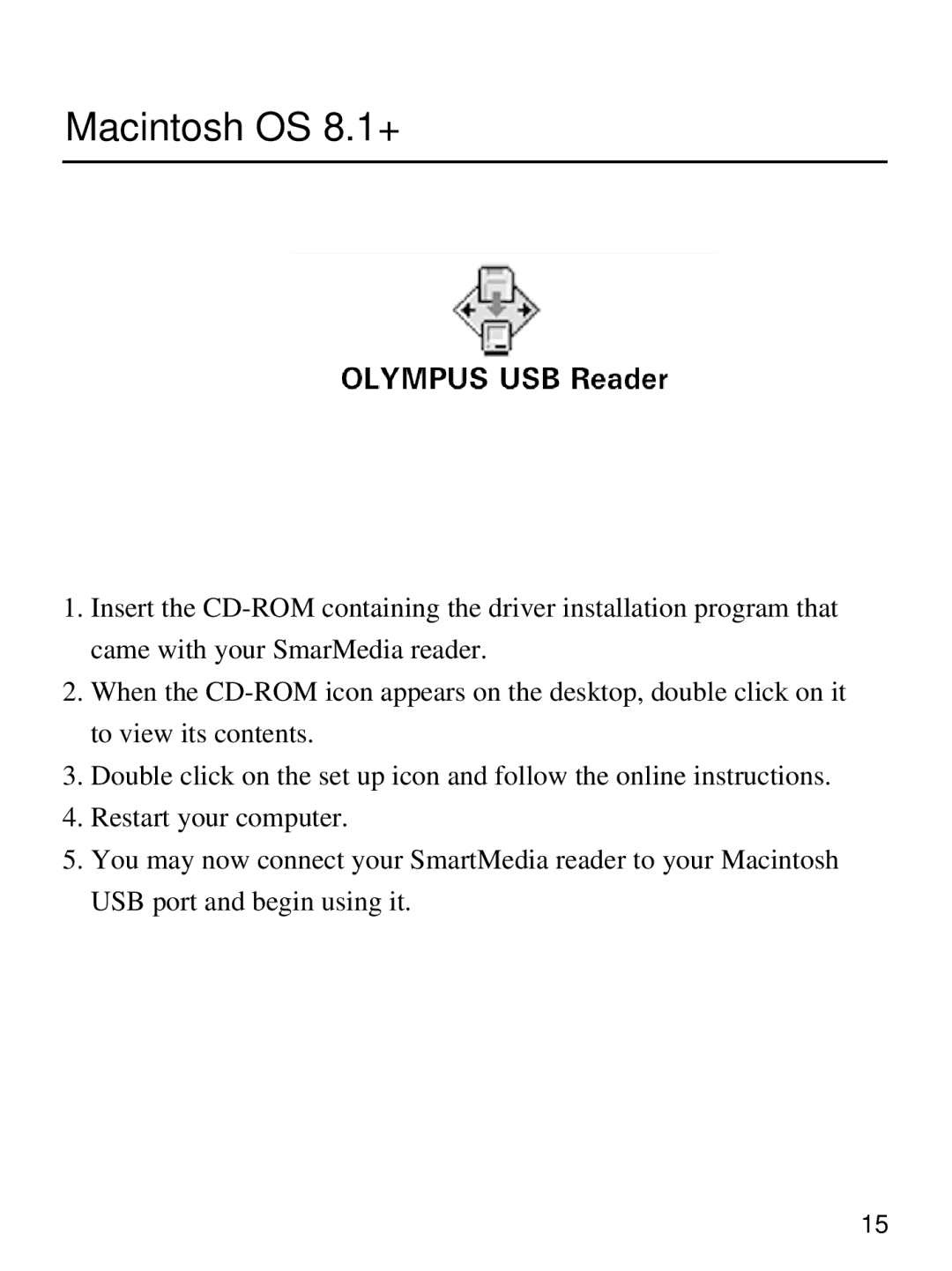 Olympus MAUSB-1 user manual Macintosh OS 8.1+ 