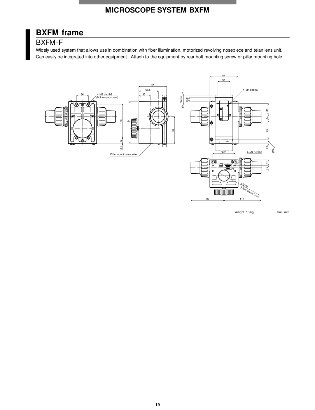 Olympus Microscope manual Bxfm frame, Bxfm-F, 32H8, Hole 