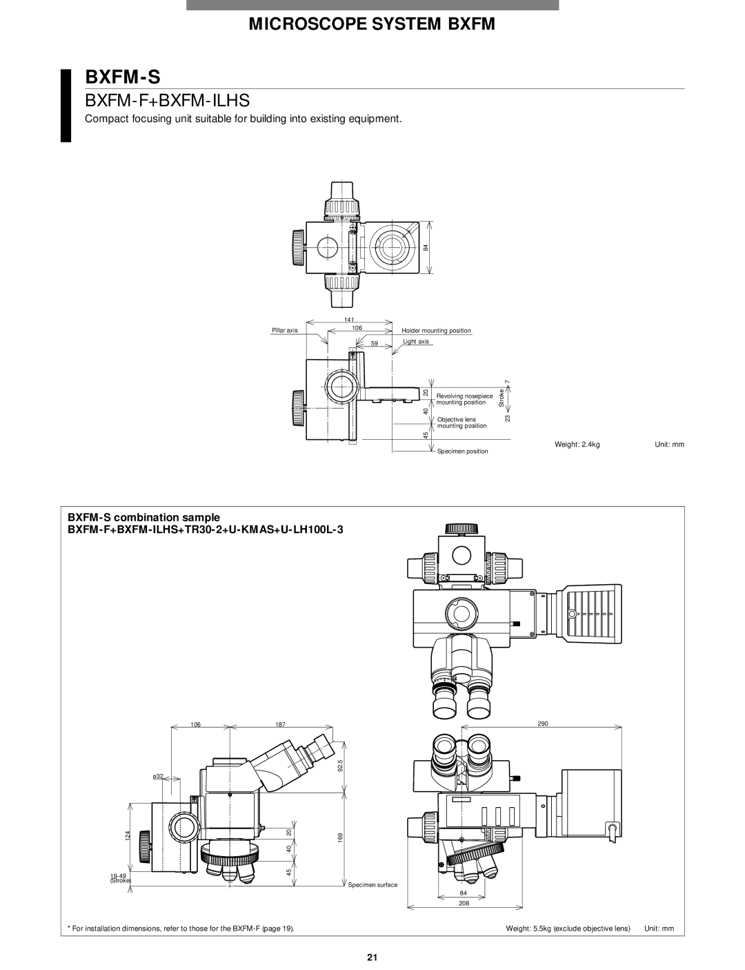 Olympus Microscope manual Bxfm-S, Bxfm-F+Bxfm-Ilhs 