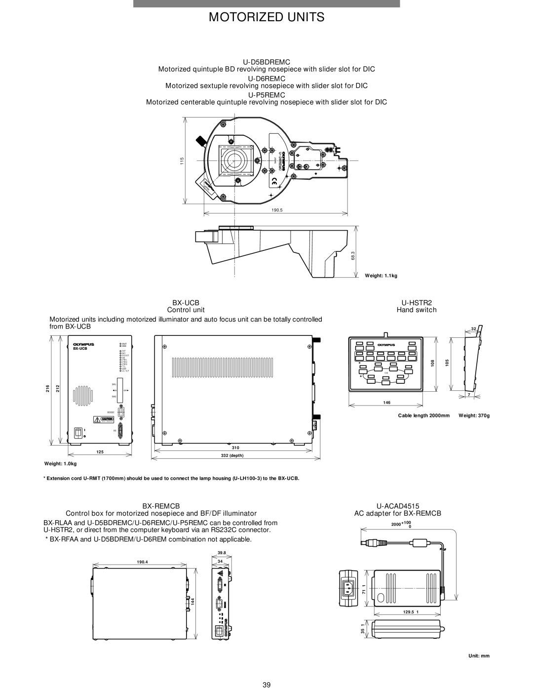 Olympus Microscope manual D5BDREMC, D6REMC, P5REMC, Bx-Ucb, HSTR2, Bx-Remcb 