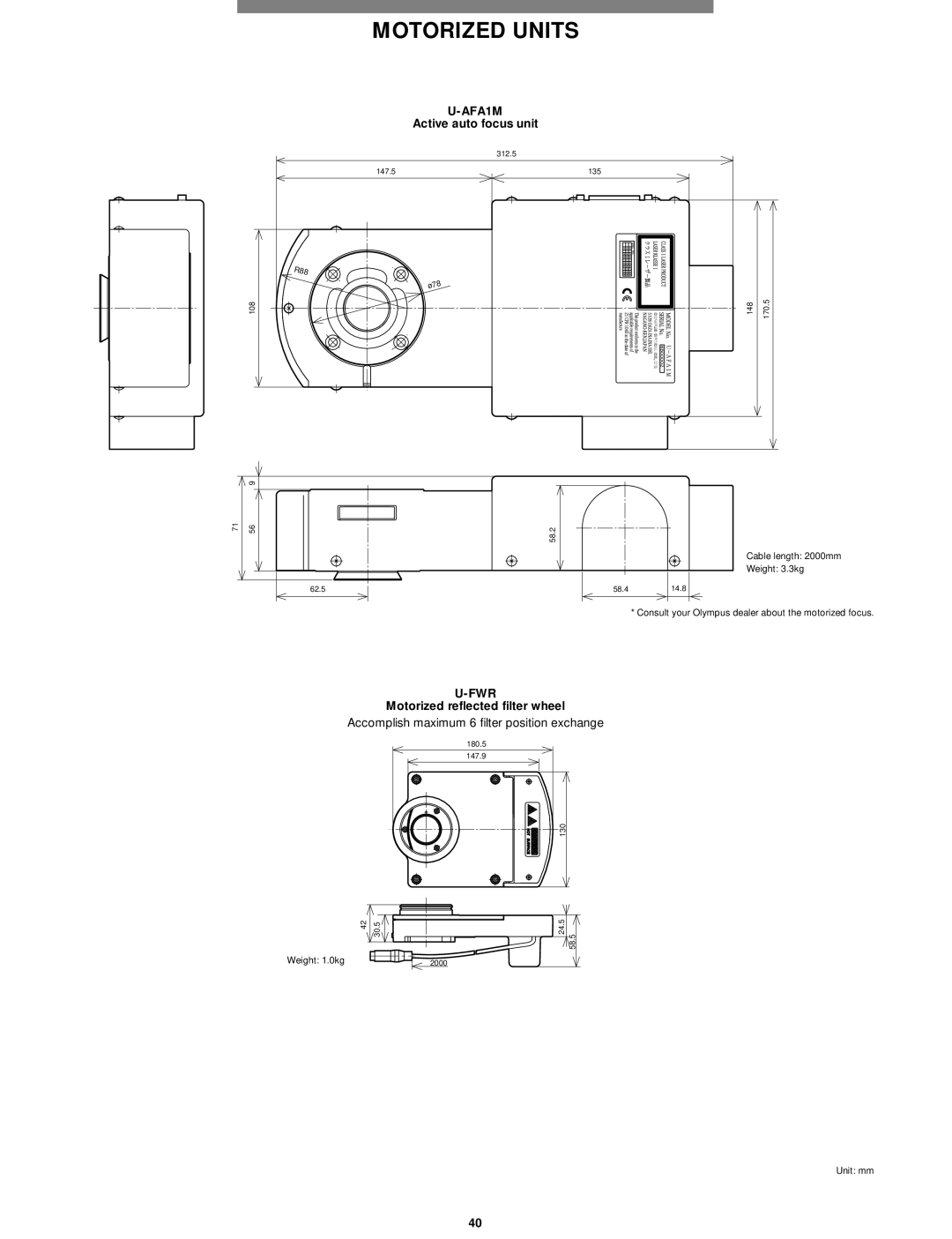 Olympus Microscope manual AFA1M, Active auto focus unit, Fwr 