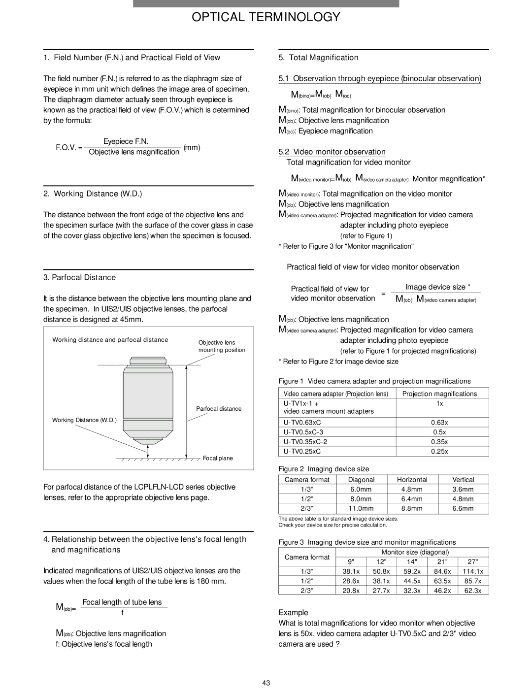 Olympus Microscope manual Focal length of tube lens, Observation through eyepiece binocular observation 