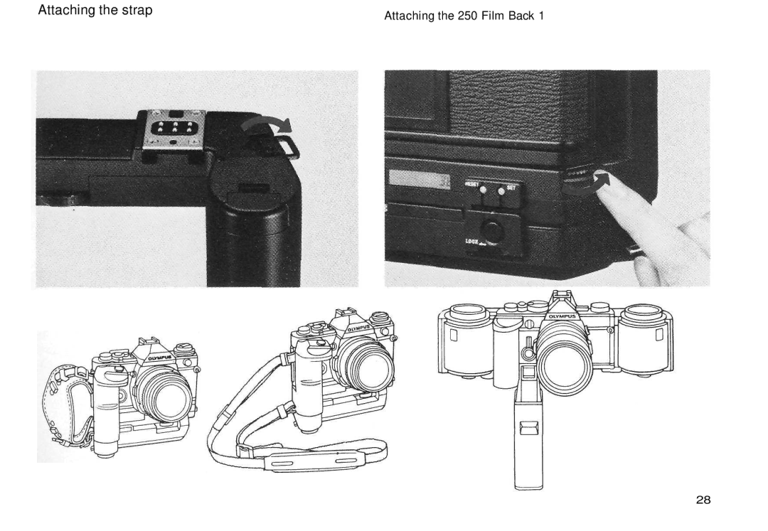 Olympus Motor Drive 2 manual Attaching the strap 