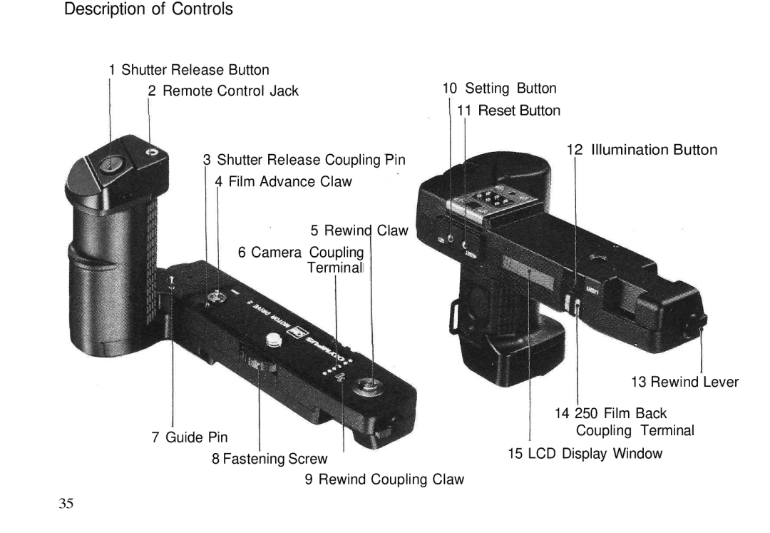 Olympus Motor Drive 2 manual Description of Controls 