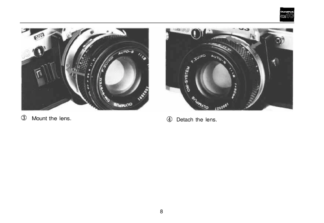 Olympus OM-10 manual Mount the lens 