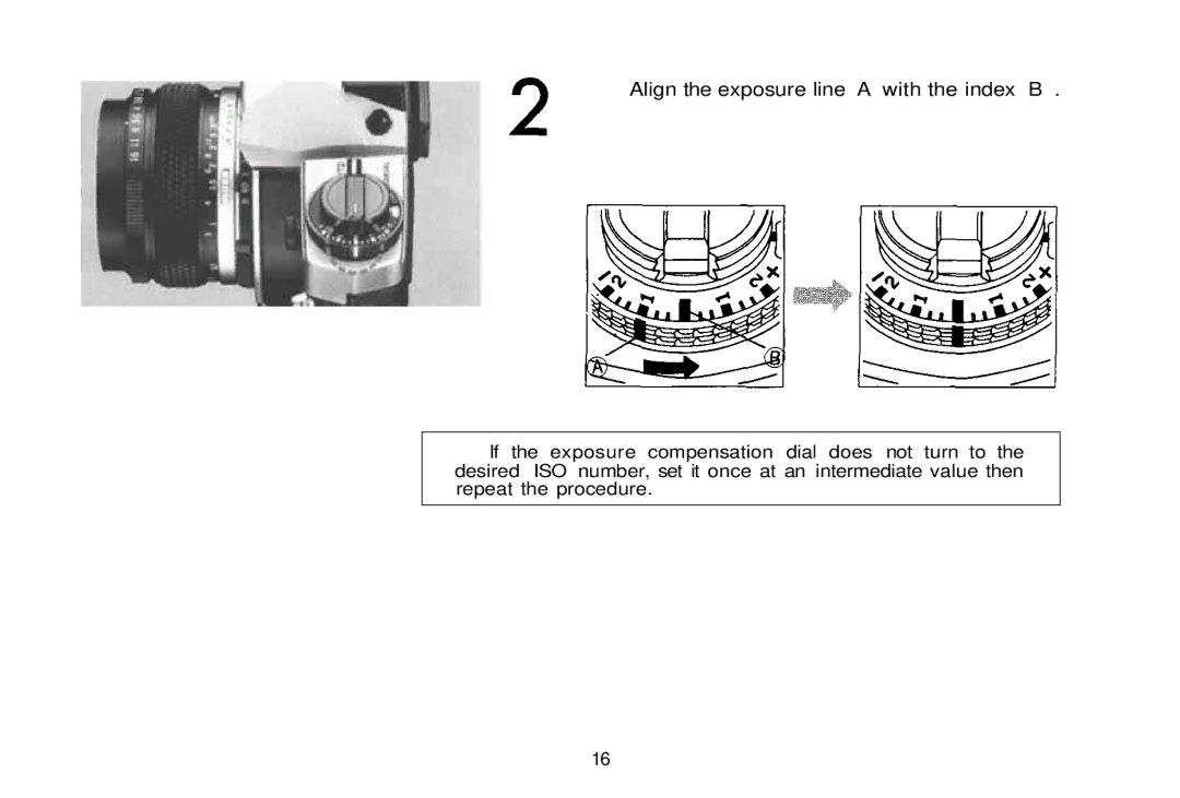 Olympus 101200, om-4t manual Align the exposure line a with the index B 