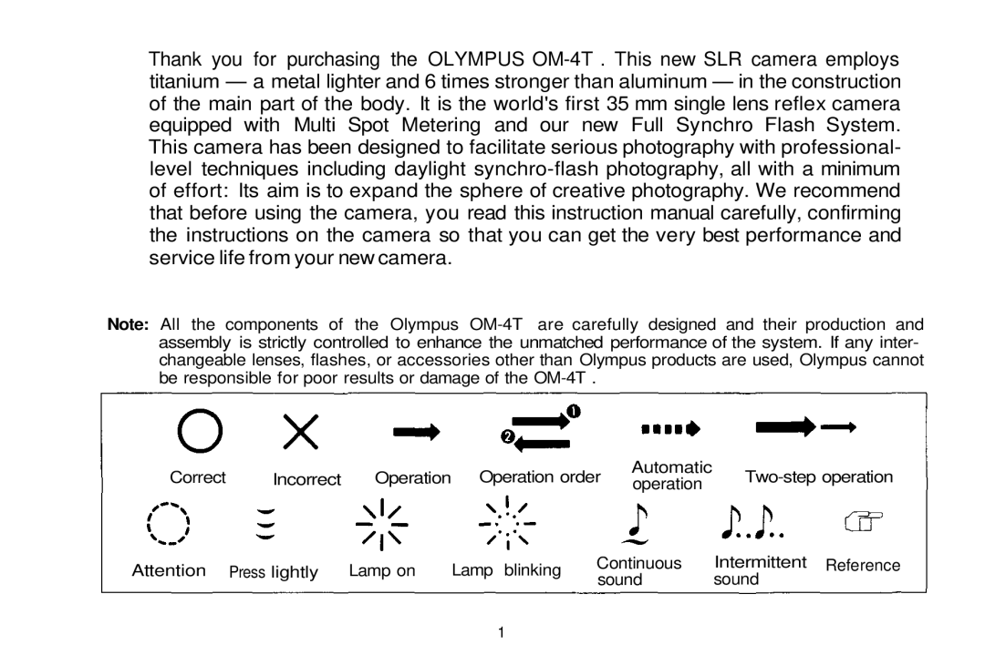 Olympus om-4t, 101200 manual 