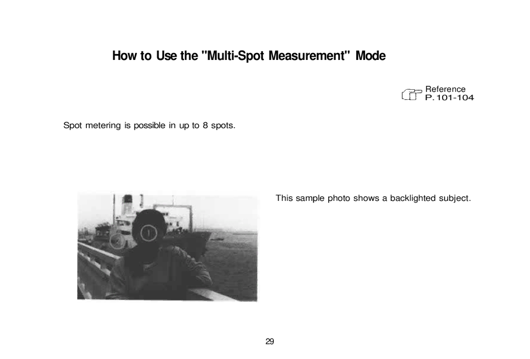 Olympus om-4t, 101200 manual How to Use the Multi-Spot Measurement Mode 