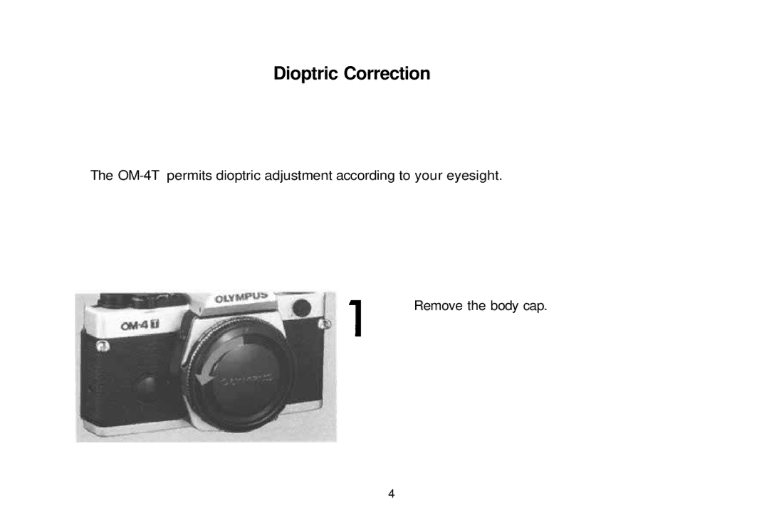 Olympus 101200, om-4t manual Dioptric Correction 
