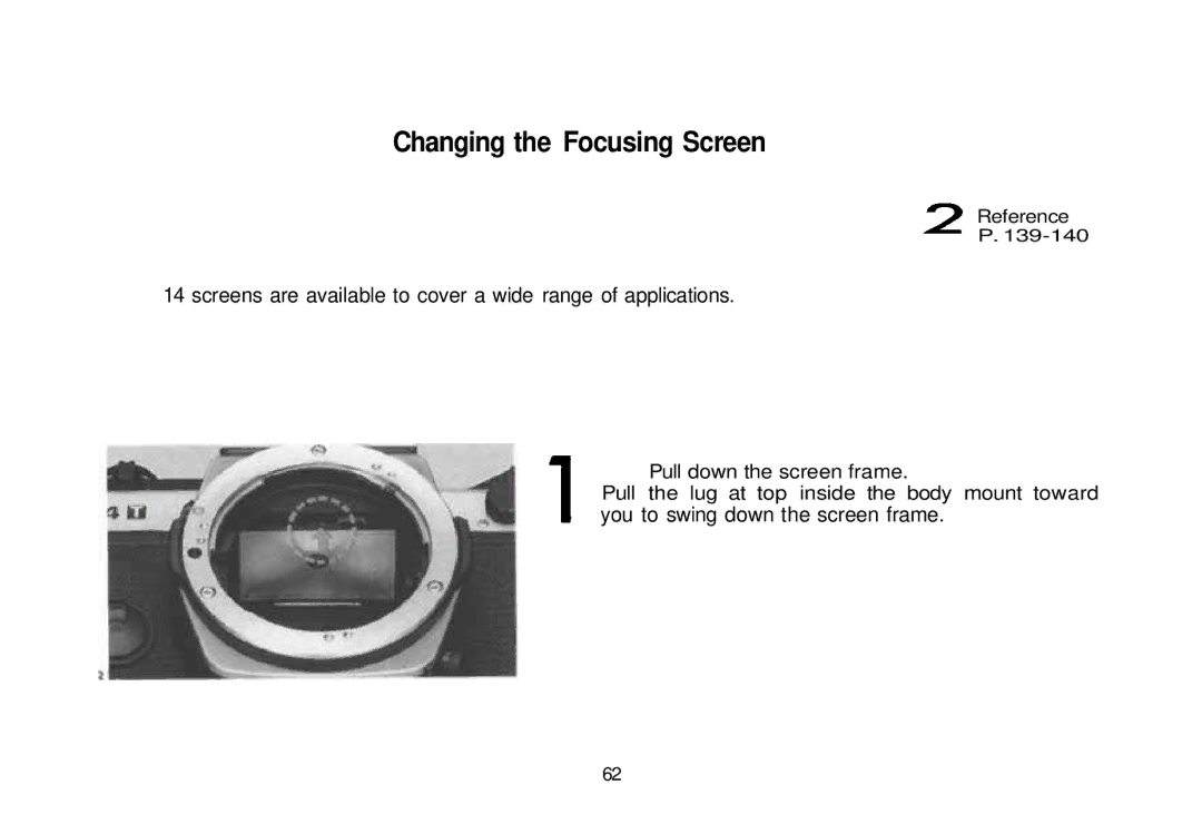 Olympus 101200, om-4t manual Changing the Focusing Screen 