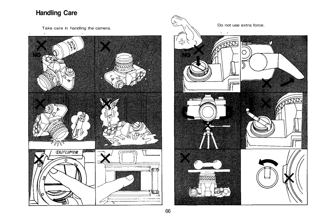 Olympus 101200, om-4t manual Handling Care 