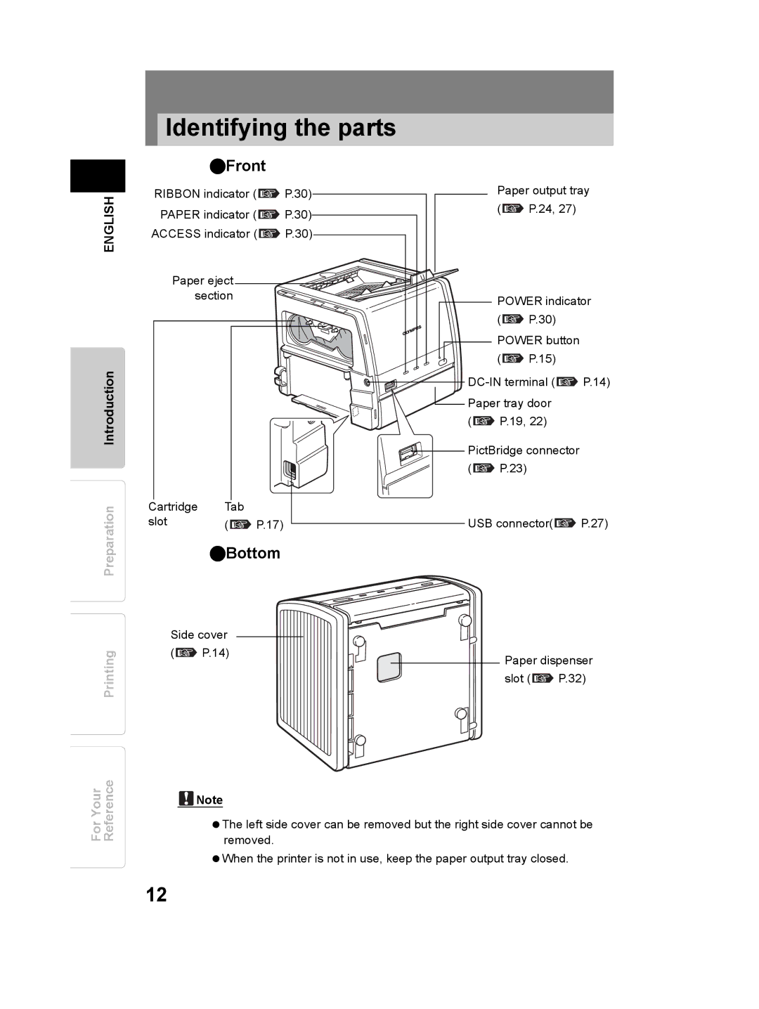 Olympus P-11 instruction manual Identifying the parts, Front 