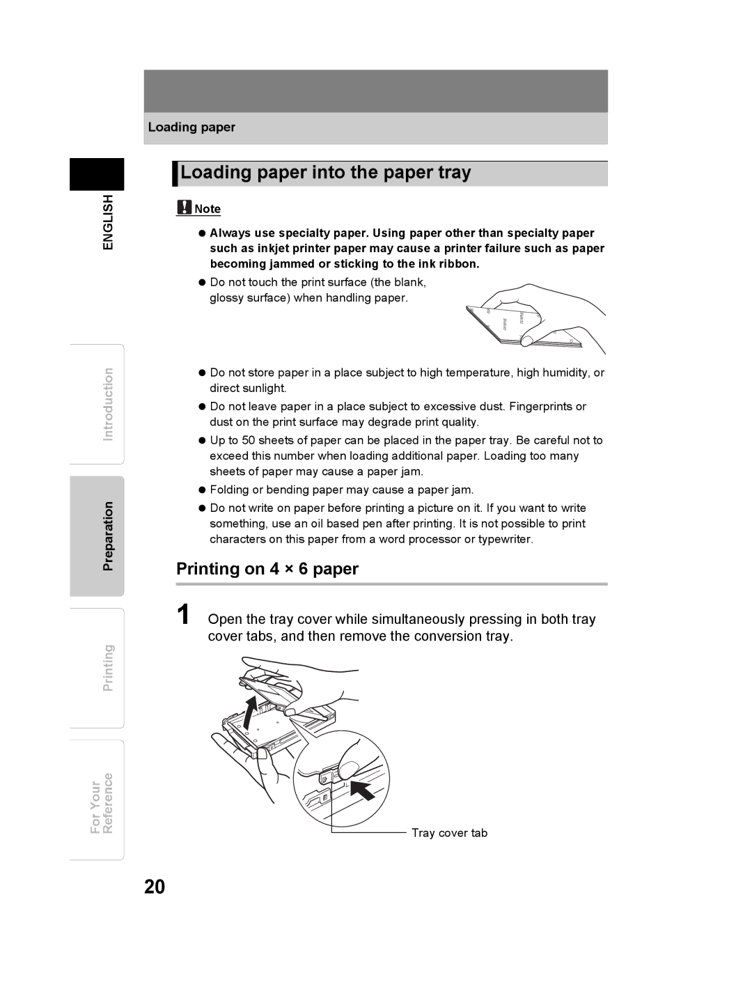 Olympus P-11 instruction manual Loading paper into the paper tray, Printing on 4 × 6 paper 