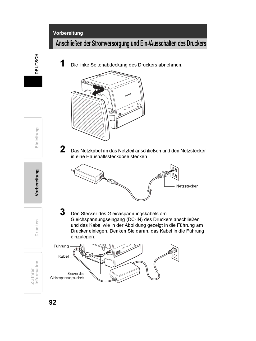 Olympus P-11 instruction manual Vorbereitung 