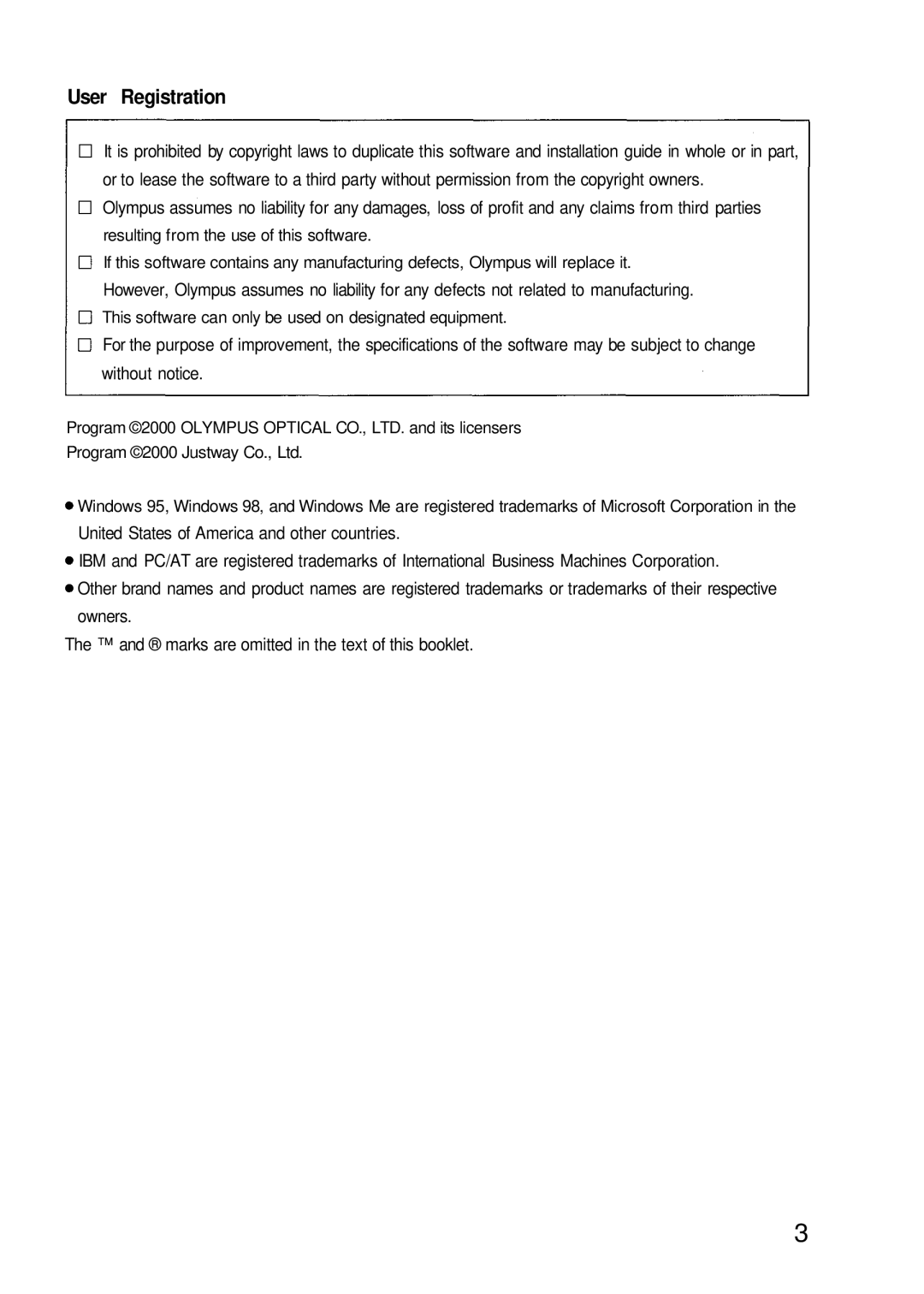 Olympus P-200 manual User Registration 