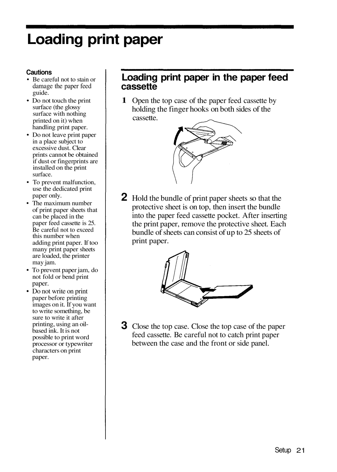 Olympus P-200 manual Loading print paper in the paper feed Cassette 