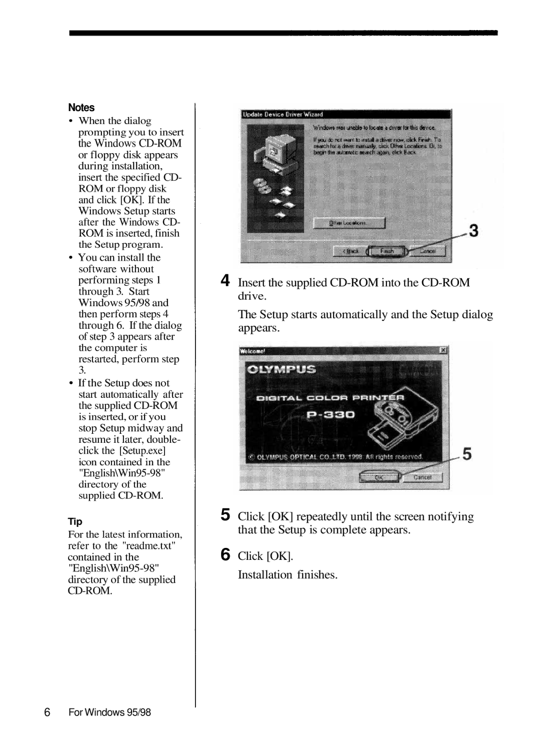 Olympus P-330N manual Insert the supplied CD-ROM into the CD-ROM 