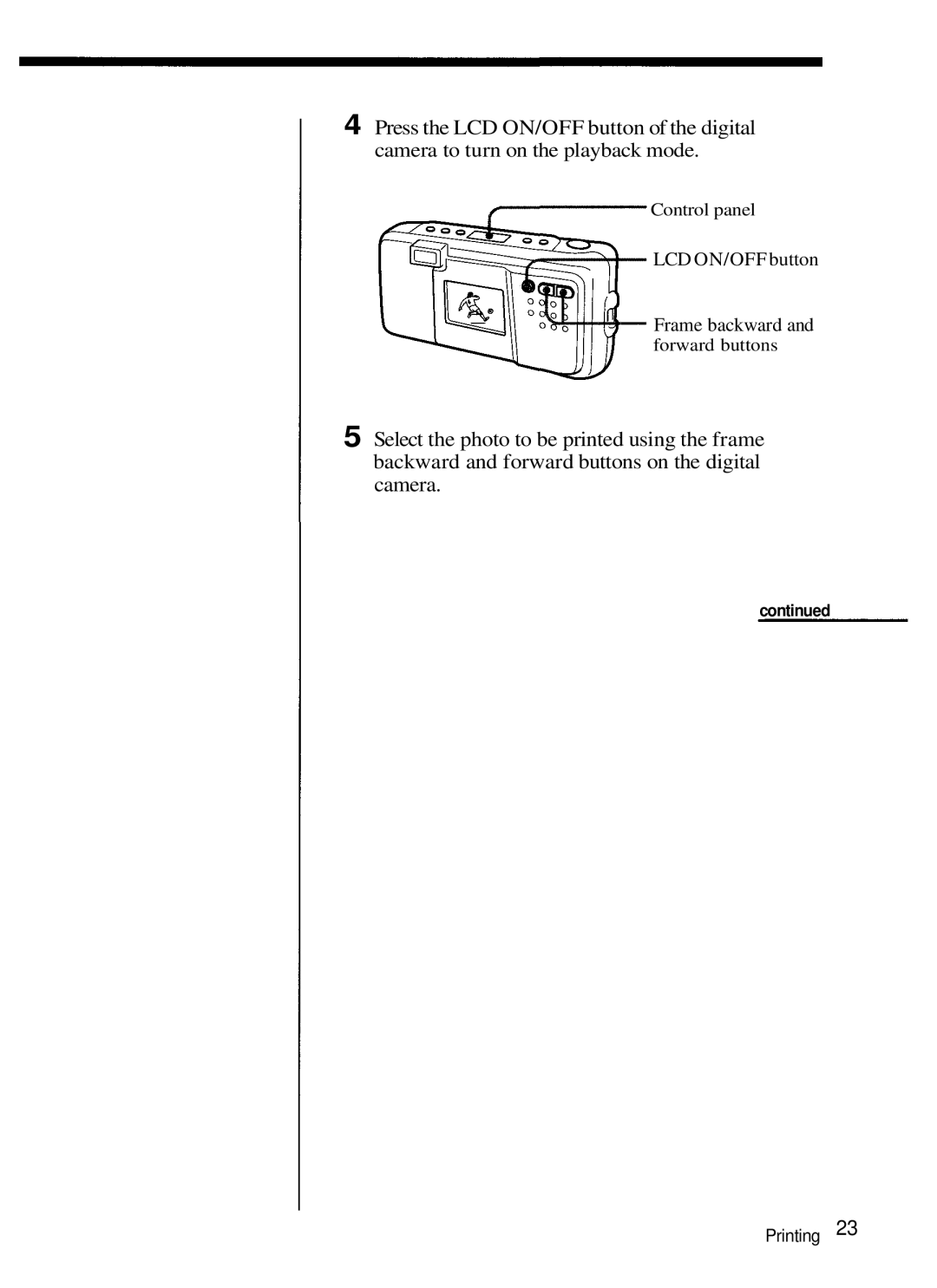 Olympus P-330N manual LCD ON/OFF button Frame backward 