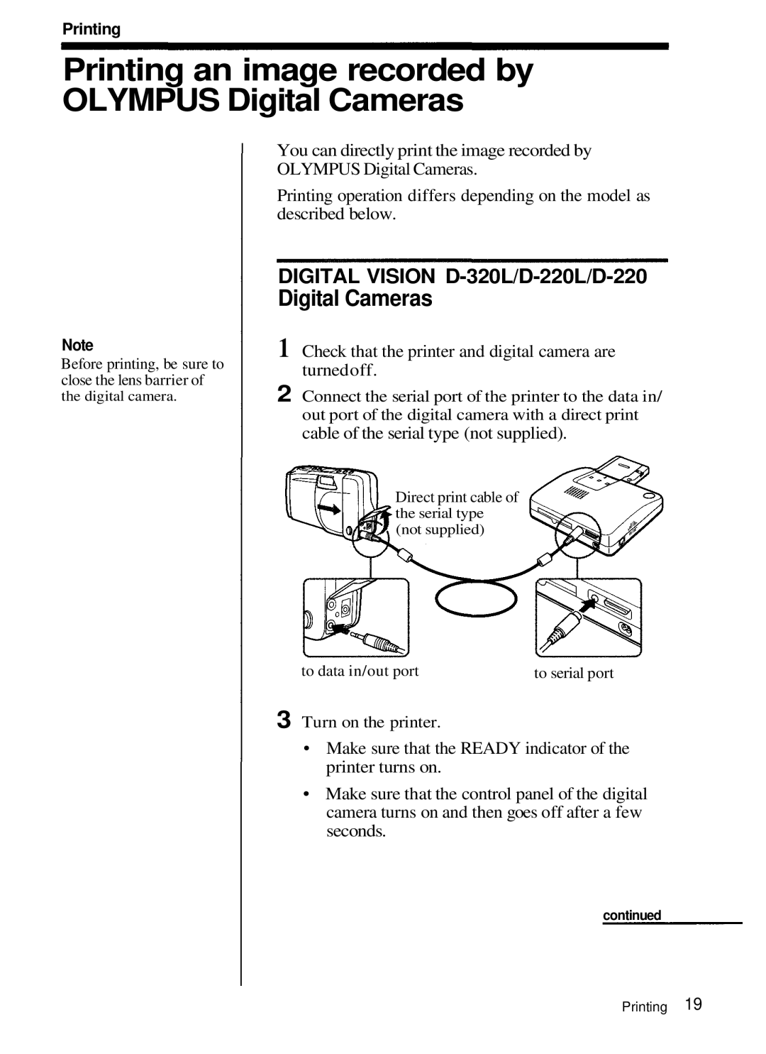 Olympus P-330 manual Printing an image recorded by Olympus Digital Cameras 