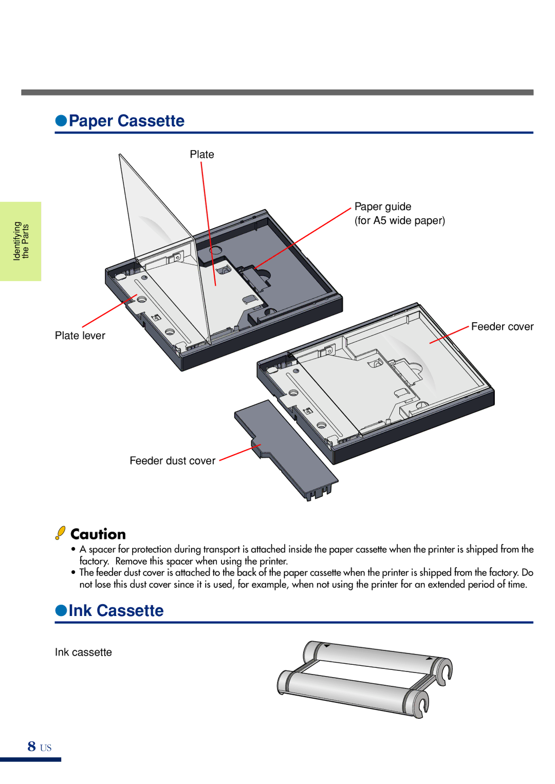 Olympus P-400 manual Paper Cassette, Ink Cassette 