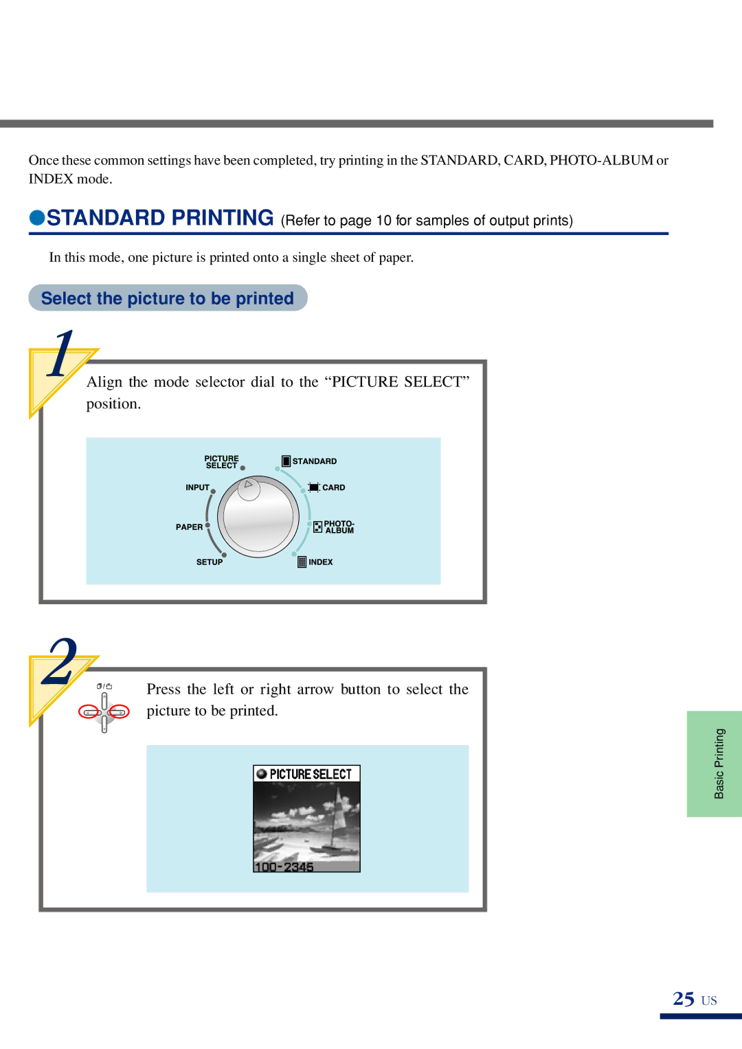 Olympus P-400 manual 25 US, Select the picture to be printed 