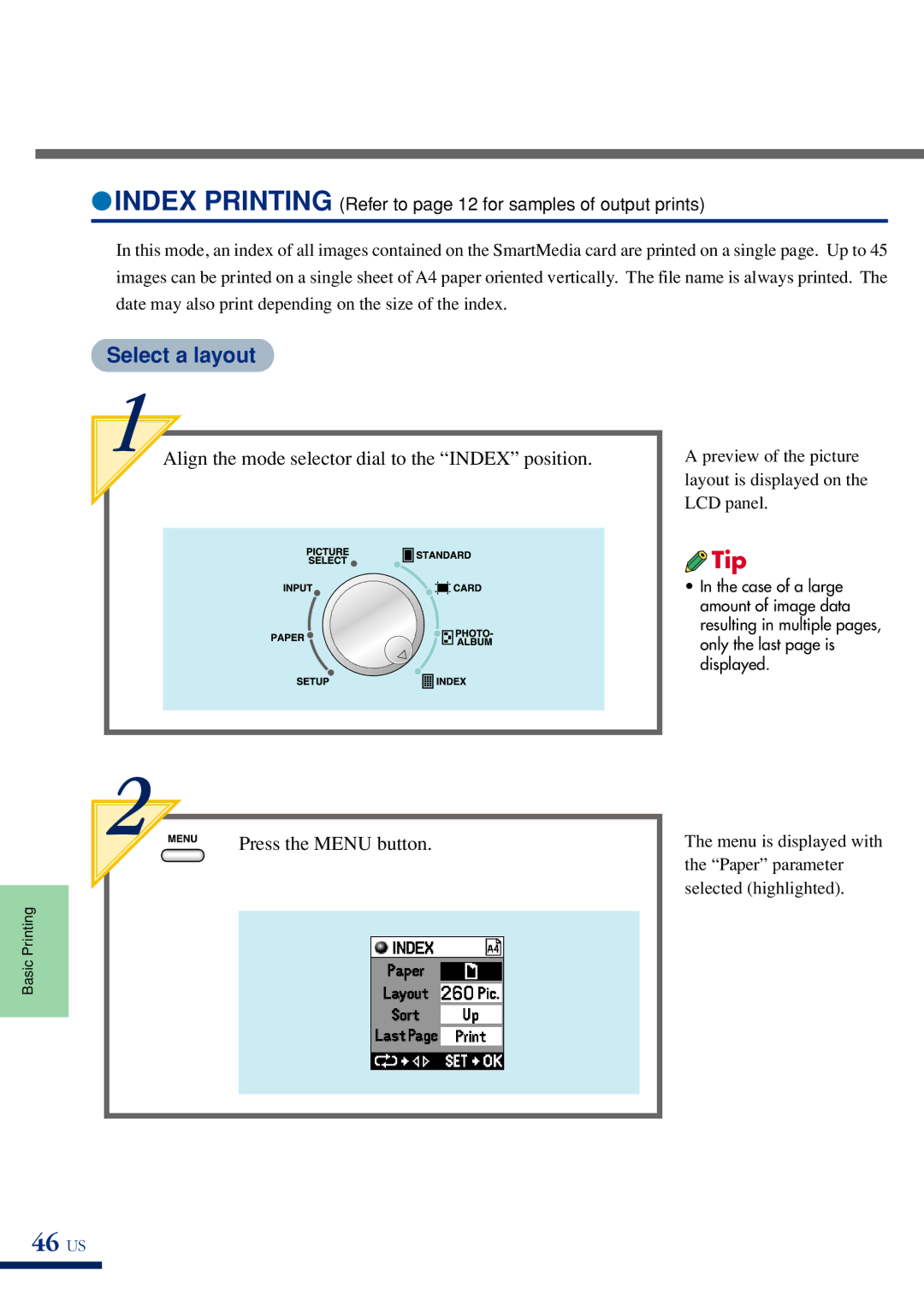 Olympus P-400 manual 46 US, Select a layout 