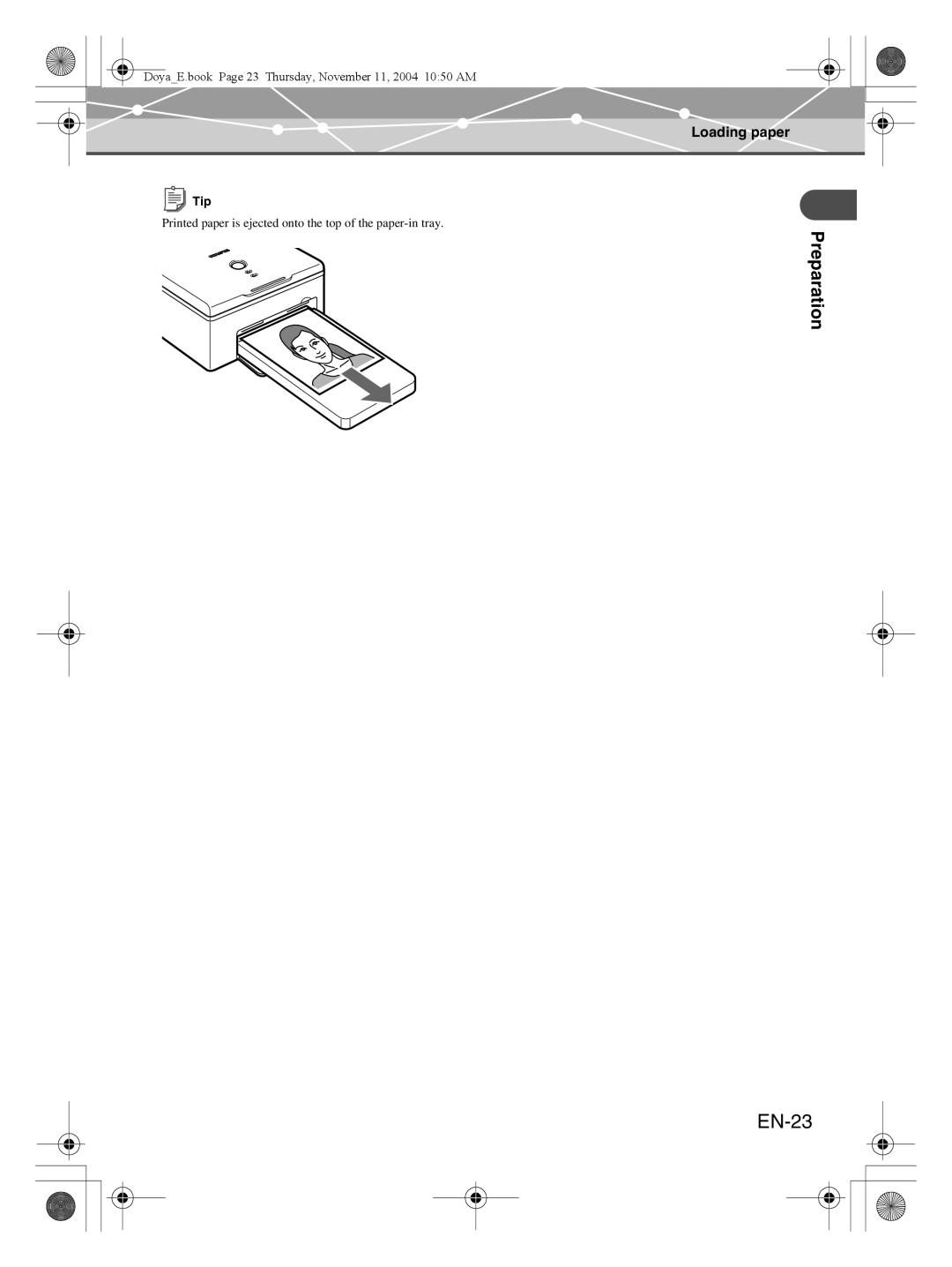 Olympus P-S100 user manual EN-23, Preparation, Loading paper 