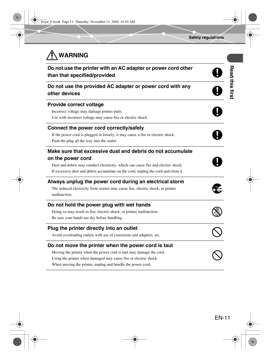 Olympus P-S100 user manual EN-11 