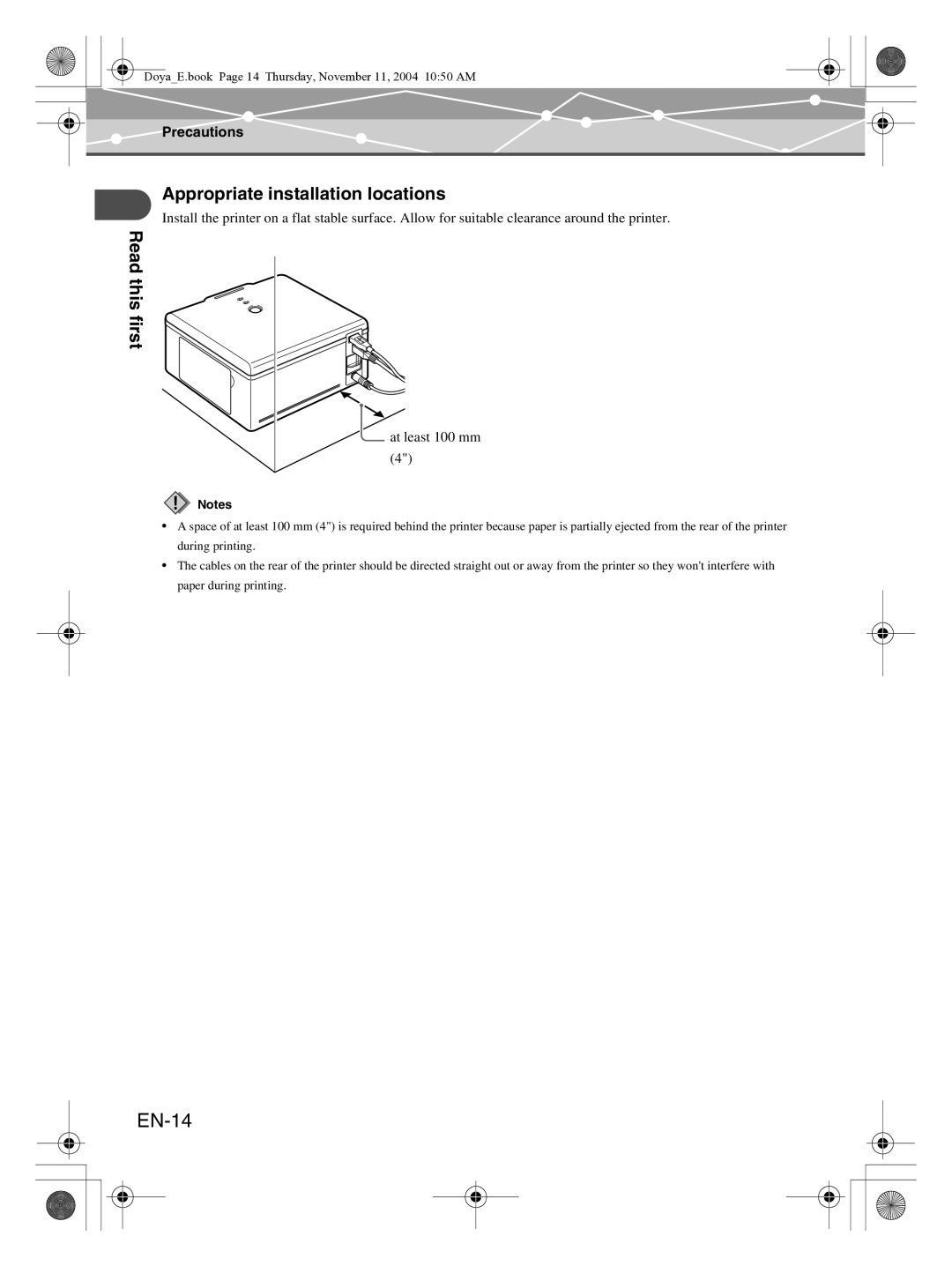 Olympus P-S100 user manual EN-14, Appropriate installation locations 