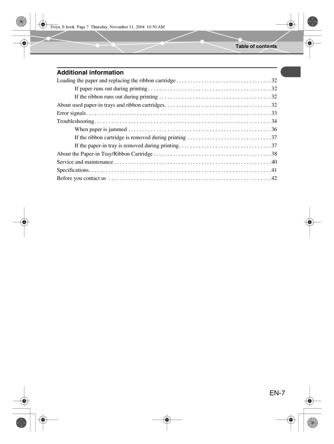 Olympus P-S100 user manual EN-7, Additional information 